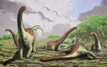 artist's rendition showing the dinosaur's likely paleoenvironment.
